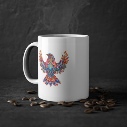 Weisse Mandala Tasse Vogel 1