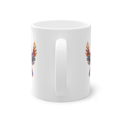 Weisse Mandala Tasse Vogel 1