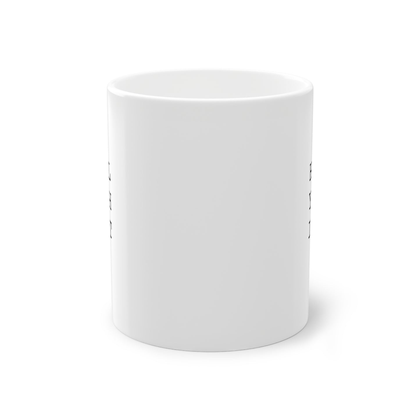 Weisse Design Tasse "Holy shift"