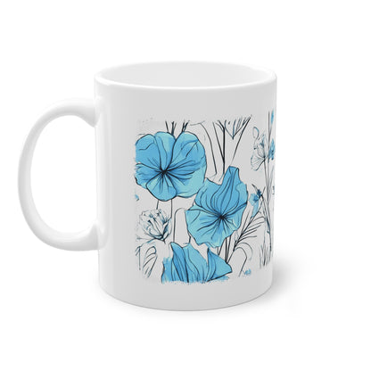 Weisse Tasse blaue Blumen