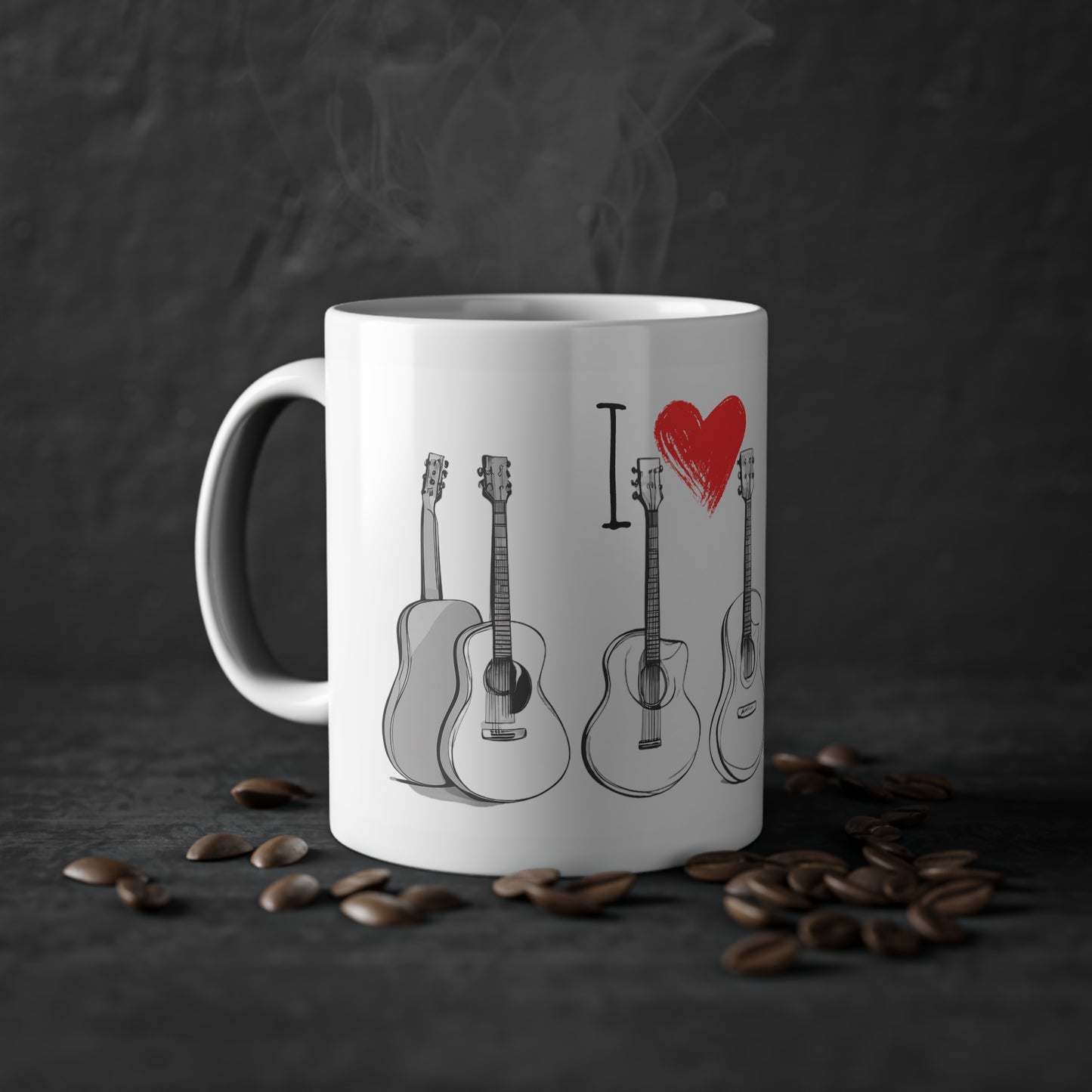 Weisse Tasse "I love Guitar"