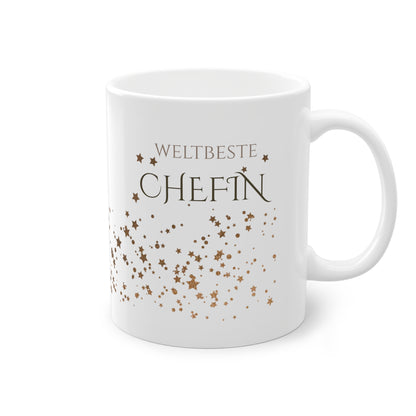 Weisse Tasse golden Glitter "weltbeste Chefin"