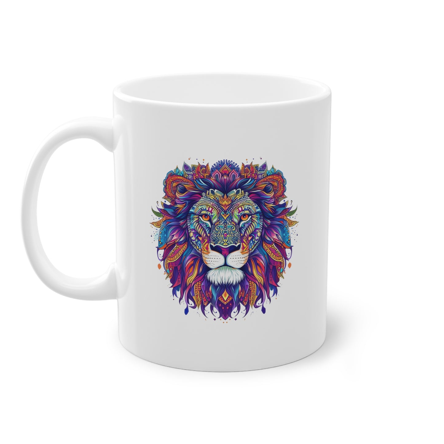 Weisse Mandala Tasse Löwe 1