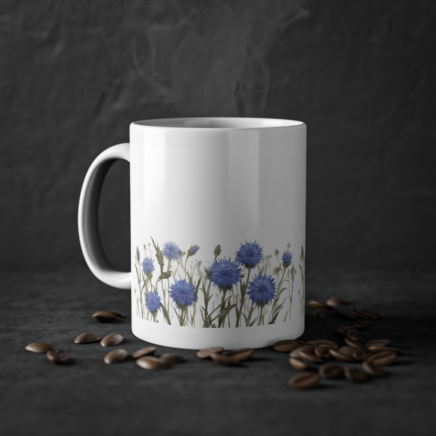 Weisse Blumen Tasse Kornblumen 1