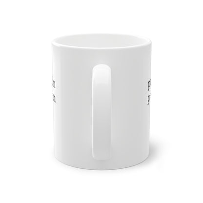 Weisse Design Tasse "palim palim"