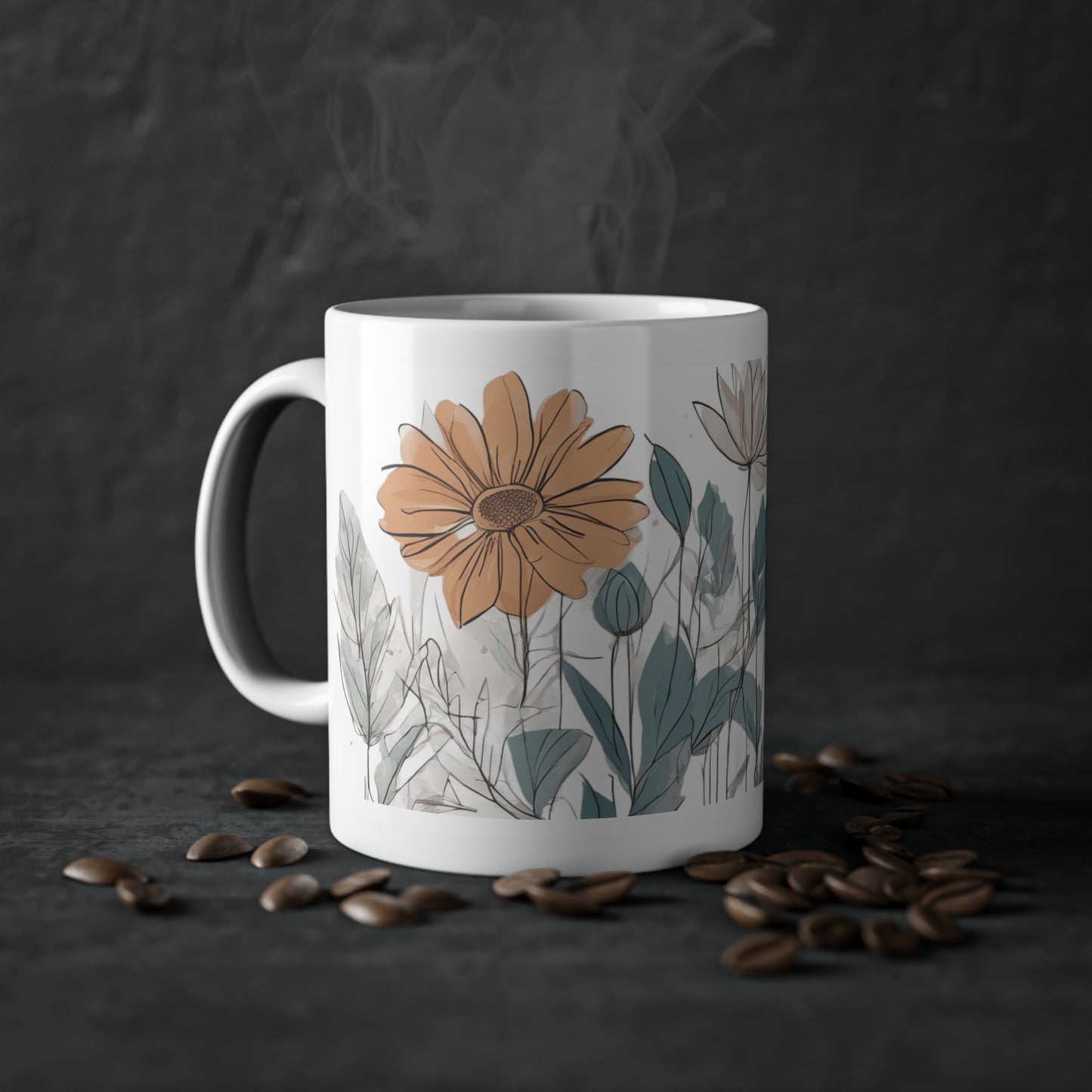 Weisse Boho Tasse Blumen 3