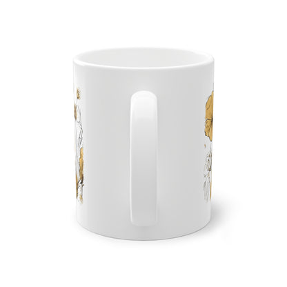 Weisse Tasse ocker Blumen