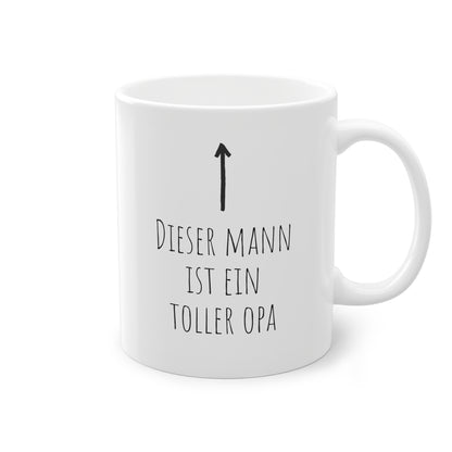 Weisse Tasse mit Pfeil "toller Opa"