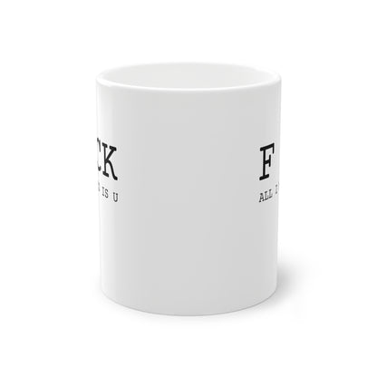 Weisse Design Tasse "I need u."