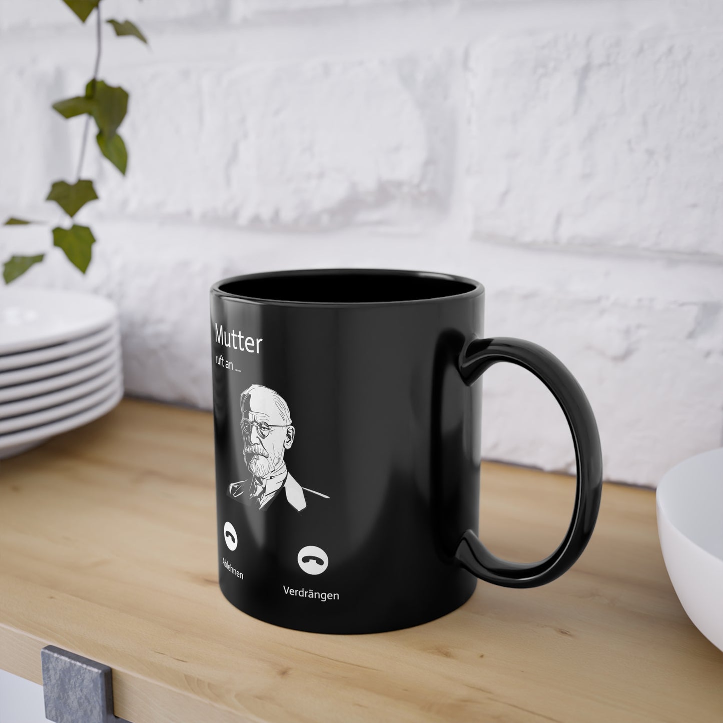 Schwarze Philosophen Tasse Freud & Mutter