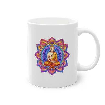 Weisse Mandala Tasse Buddha 1