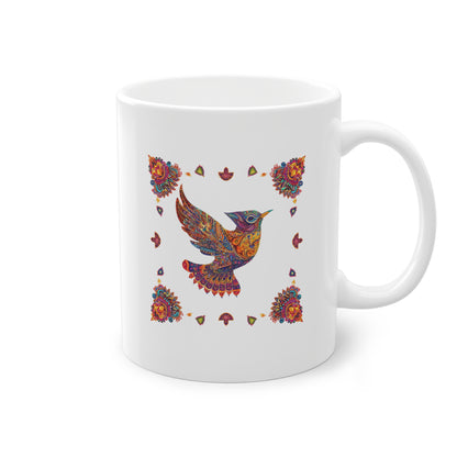 Weisse Mandala Tasse Vogel 3