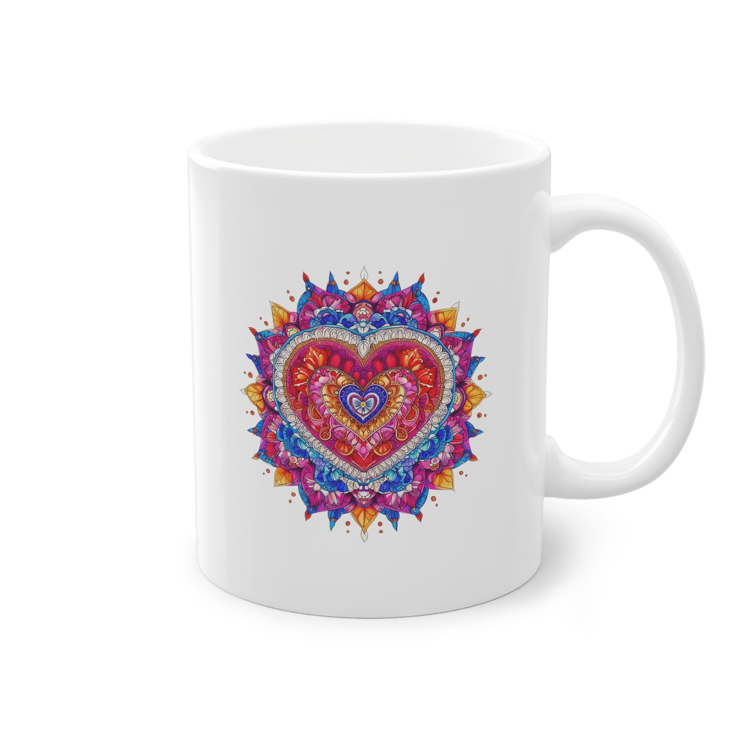 Weisse Mandala Tasse Herz 1