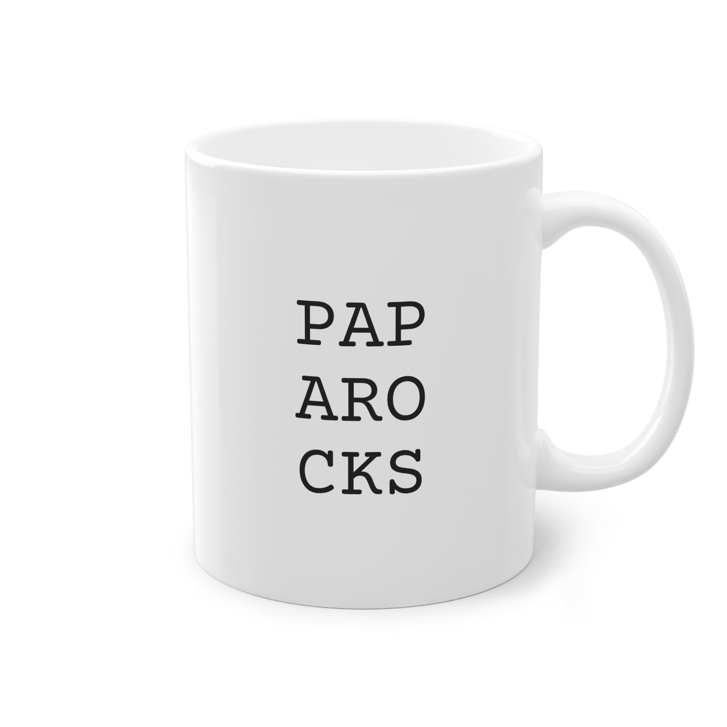 Weisse Design Tasse "Papa rocks"