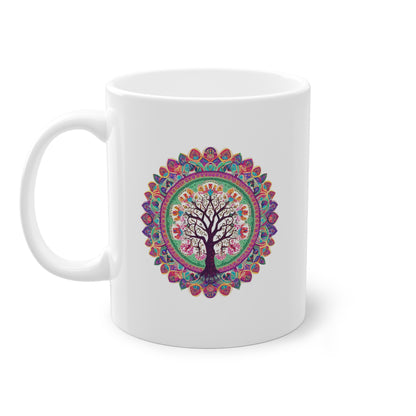 Weisse Mandala Tasse Baum 1