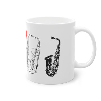 Weisse Tasse "I love Saxophone"