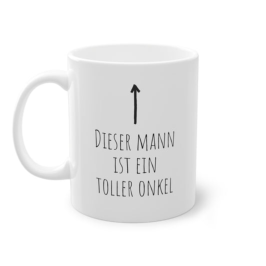 Weisse Tasse mit Pfeil "toller Onkel"