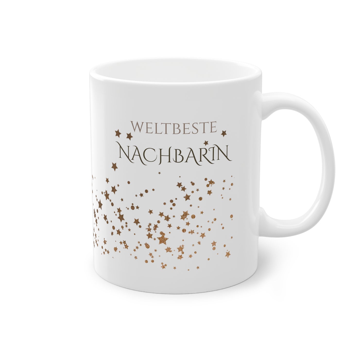 Weisse Tasse golden Glitter "weltbeste Nachbarin"