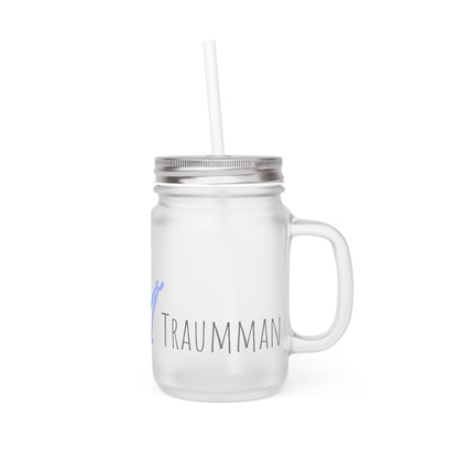 Trinkglas mit Deckel und Strohhalm "Traummann"