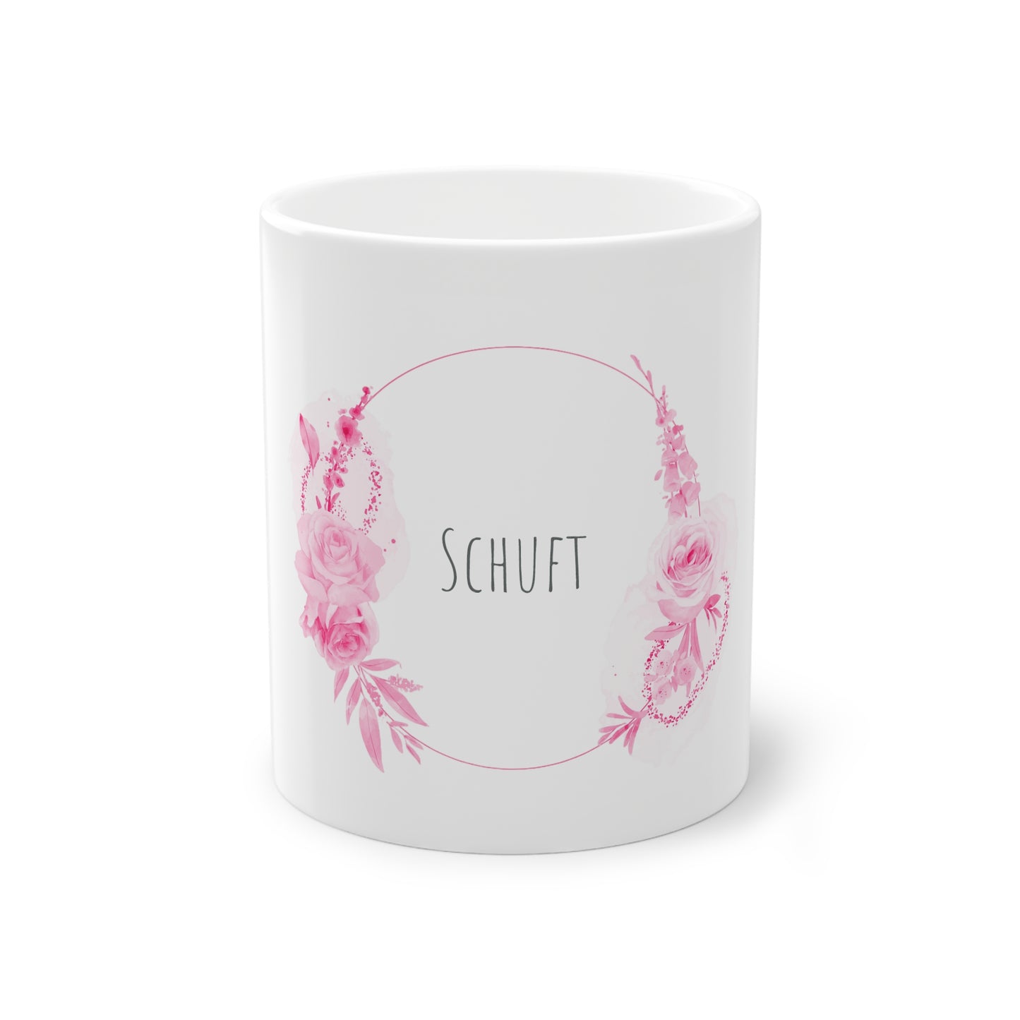 Weisse Pöbel Tasse mit Rosen "Schuft"