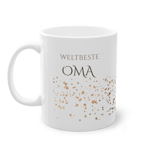 Weisse Tasse golden Glitter "weltbeste Oma"