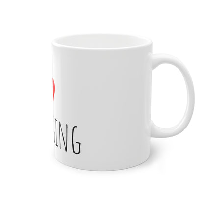 Weisse Tasse "I love lounging"