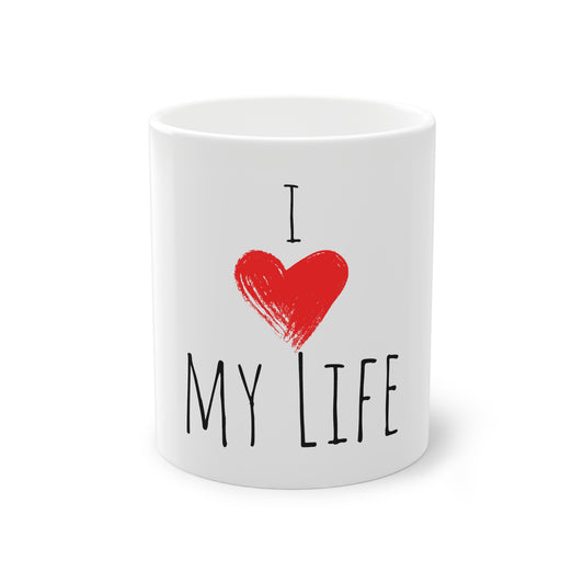 Weisse Tasse "I love my Life"