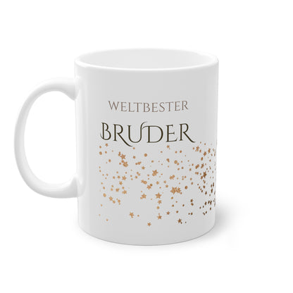 Weisse Tasse golden Glitter "weltbester Bruder"