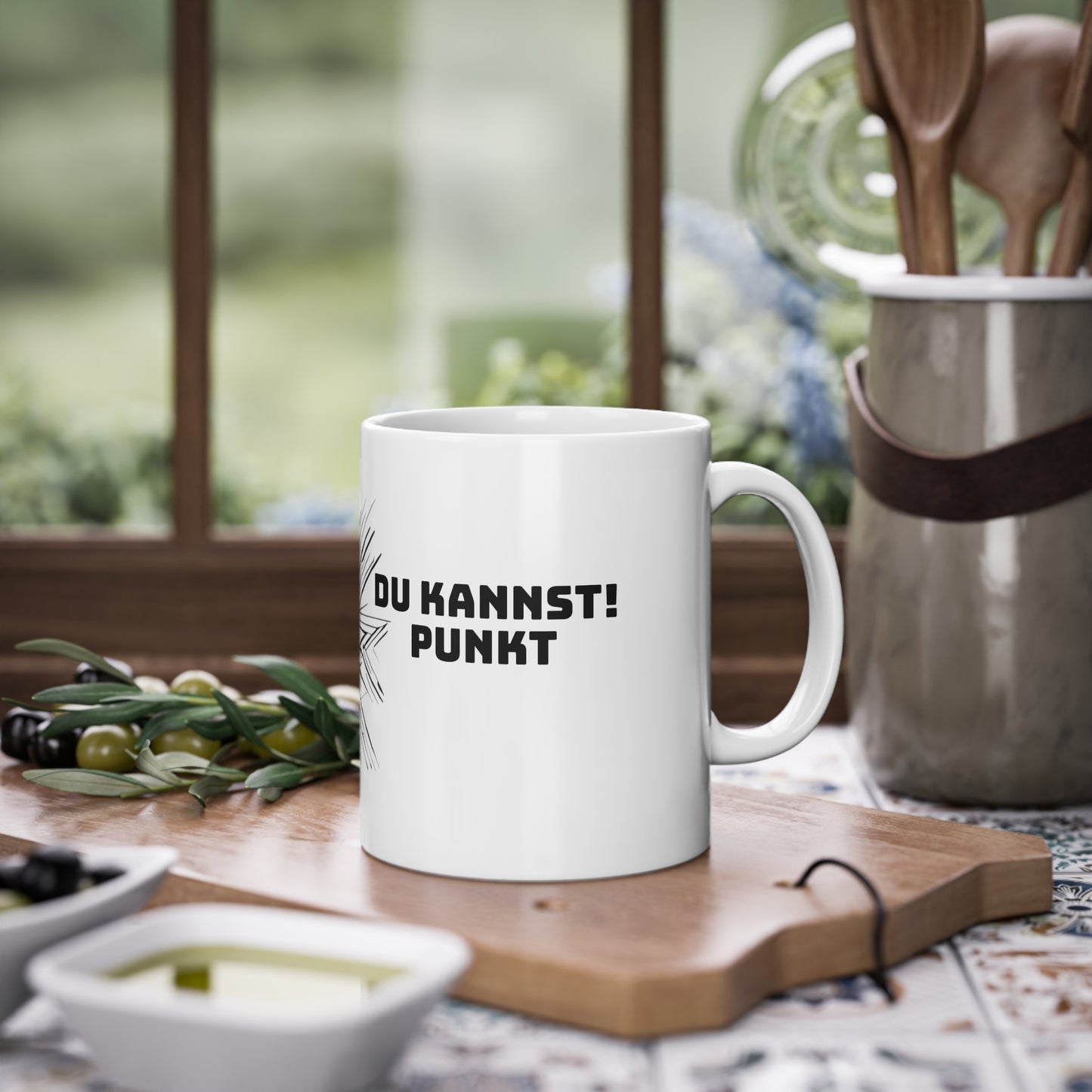 Weisse Tasse zur Motivation "Du kannst"