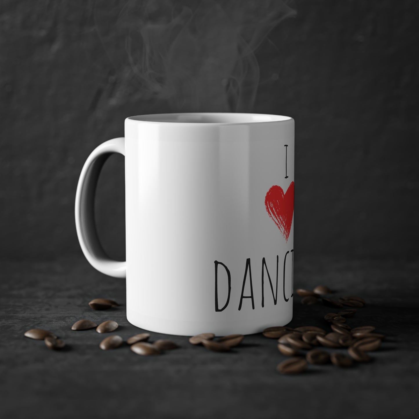 Weisse Tasse "I love dancing"