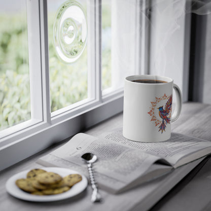 Weisse Mandala Tasse Vogel 2