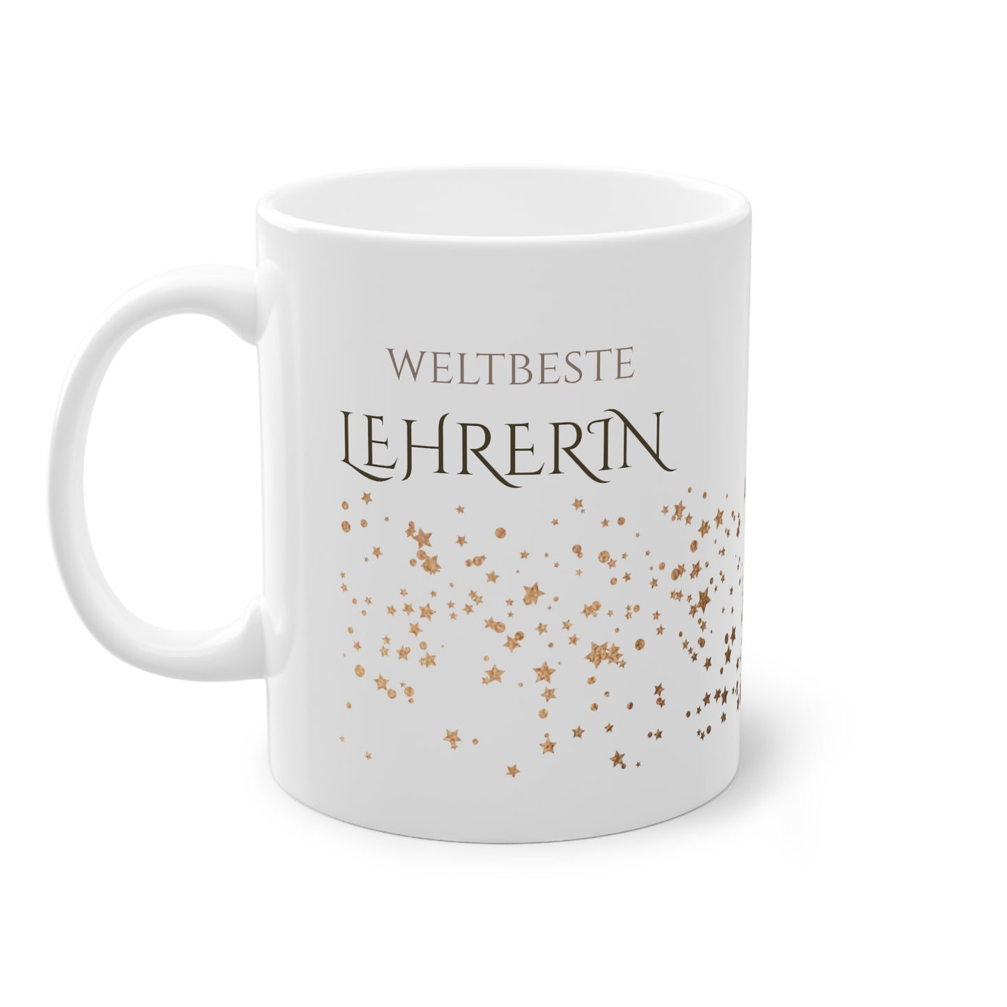 Weisse Tasse golden Glitter "weltbeste Lehrerin"