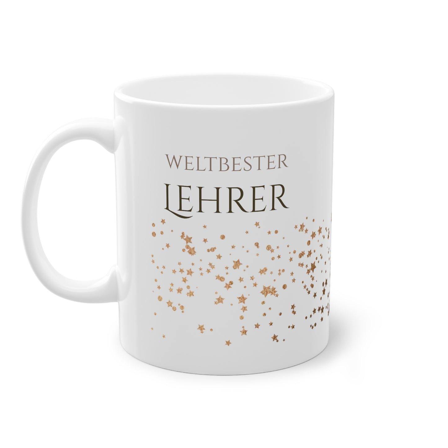 Weisse Tasse golden Glitter "weltbester Lehrer"