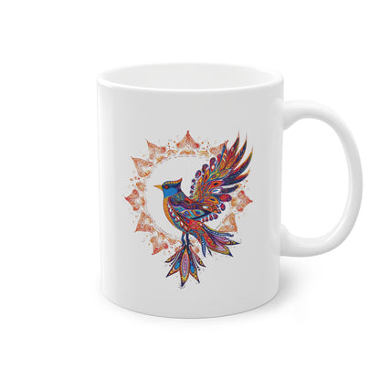 Weisse Mandala Tasse Vogel 2