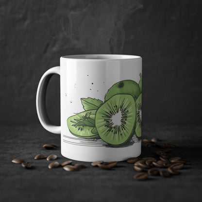 Weisse Tasse "Kiwis"