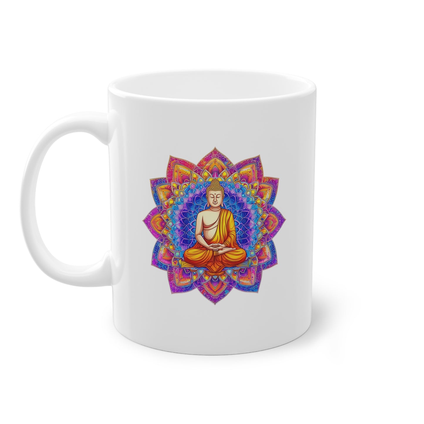 Weisse Mandala Tasse Buddha 1