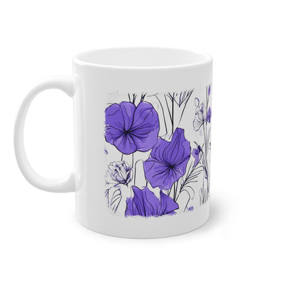 Weisse Tasse lila Blumen