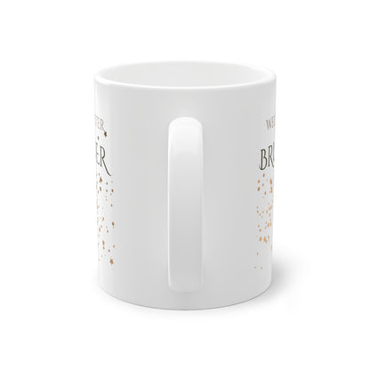 Weisse Tasse golden Glitter "weltbester Bruder"