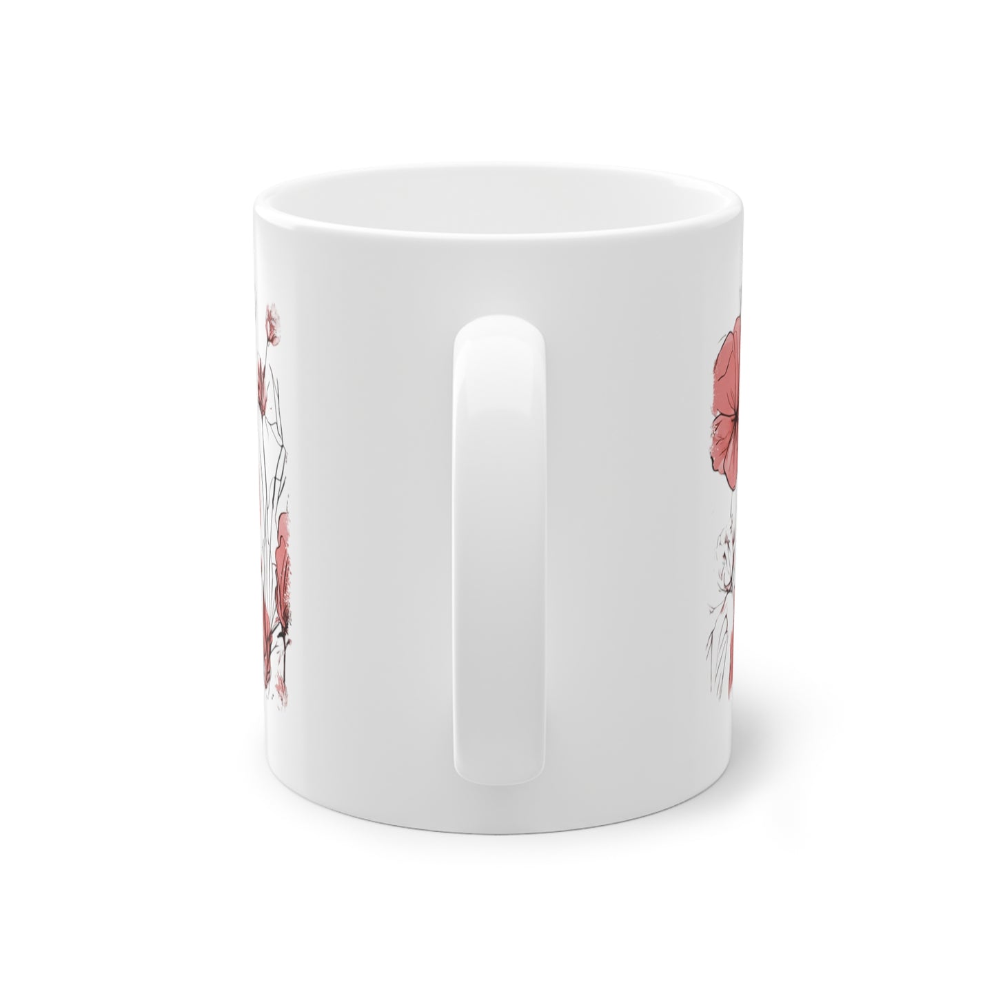 Weisse Tasse rote Blumen