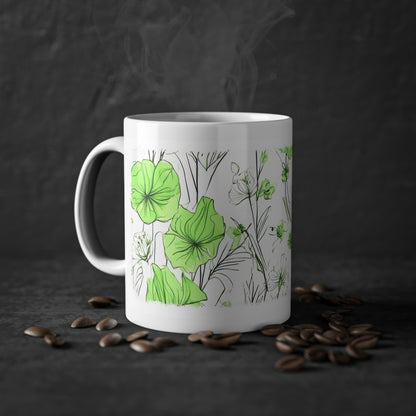 Weisse Tasse grüne Blumen