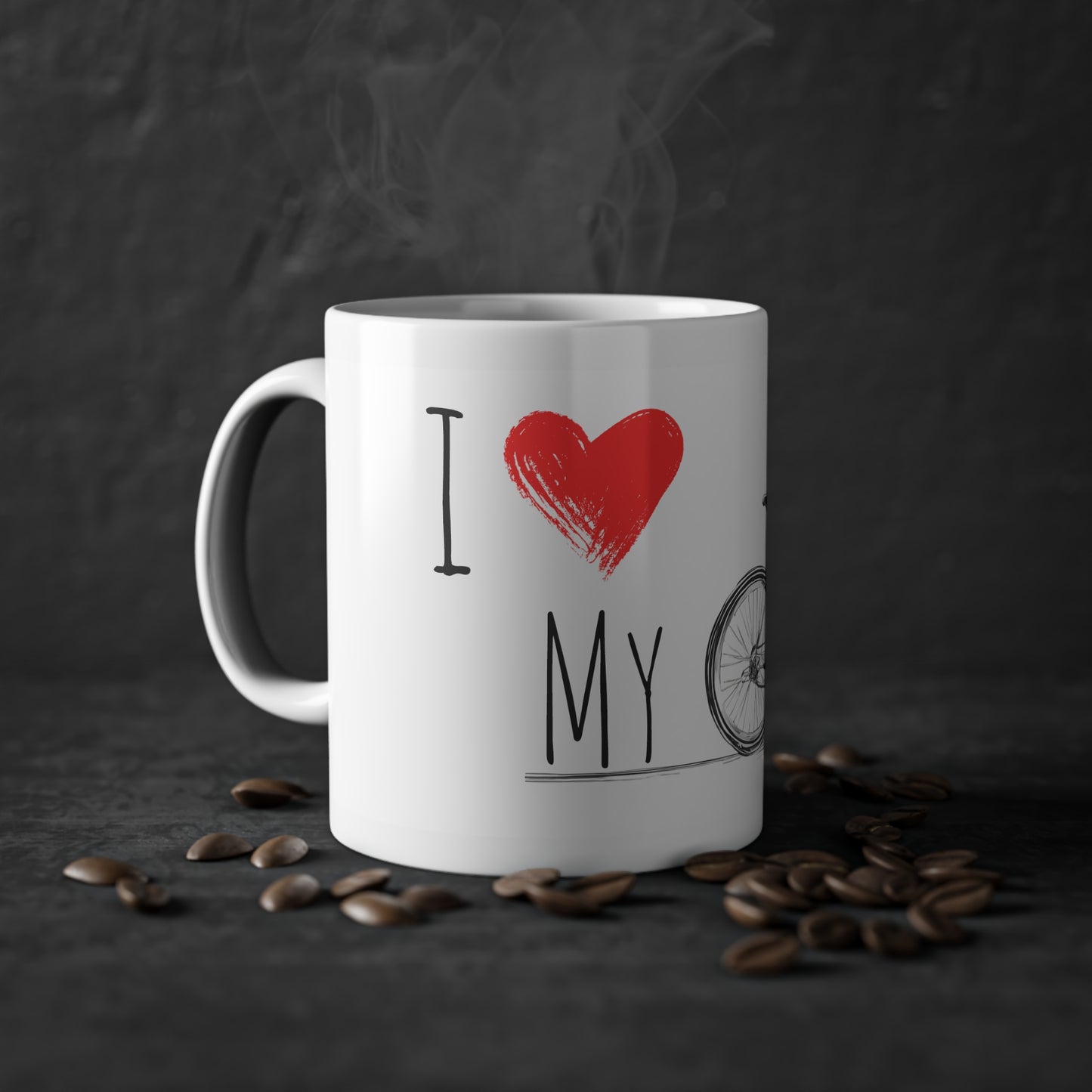 Weisse Tasse "I love my Bicycle"