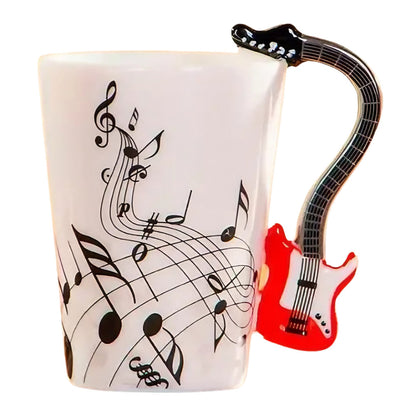 Noten Tasse mit rotem Gitarren Henkel